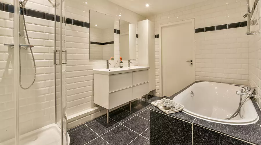 Small Bathroom Remodel With White Subway Tiles